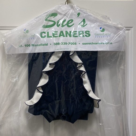 Tory Burch Sport Performance Cashmere Ruffle Half-Zip Sweater - Navy XL * read - Picture 3 of 15